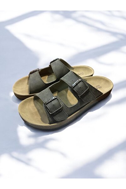 SHOUGO Ортопедичні тапочки на подвійній підошві з пряжкою, зручні та легкі, щоденні, хакі