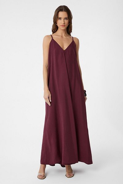 Antioch Burgundy Strappy Modal Long Women's Dress