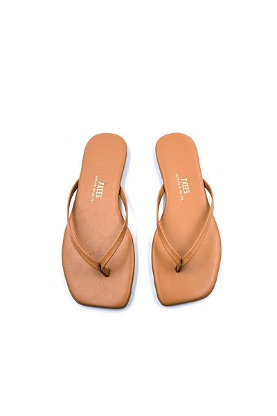 Tkees Flip-flops eleganti de culoare camel pentru femei cu vârf pătrat