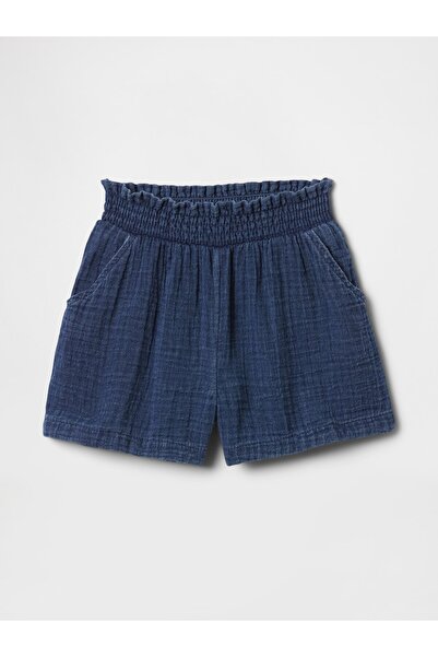 GAP Kız Bebek Mavi Crinkle Gauze Pull-On Şort