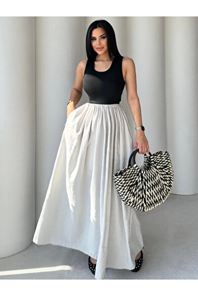 HARMONY GLOBAL Γκρι Bolit Bol Cutout Καλοκαιρινό Μακρύ Φόρεμα 7317