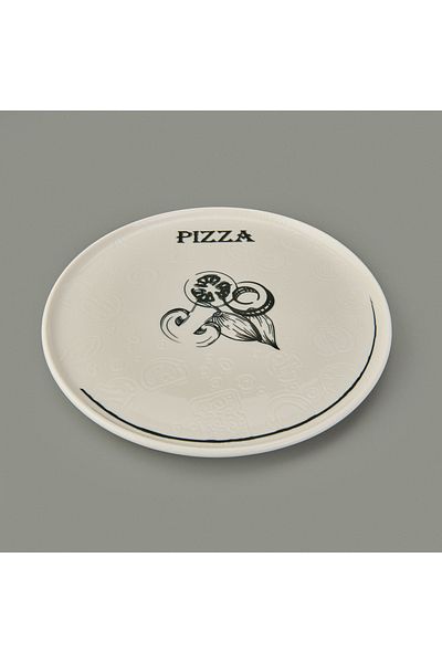 Evidea Kitchen Gourmet Pizza Plate - Cream / Black - 30 cm