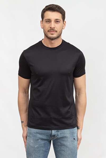 Emporio Armani Ανδρικό μπλουζάκι από βαμβακερό ύφασμα ζέρσεϊ Navy Blue με λογ...