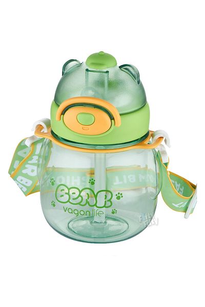 Vagonlife Vagonli̇fe 650 ml Water Bottle with Straw and Neck Strap Green