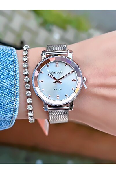 Ferrucci Steel Mesh Cord Women's Wristwatch 3 Atm Waterproof with 2 Years Warranty Mechanism