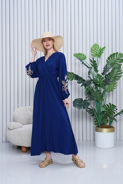 My Blog Φόρεμα με κεντητό μπλε Navy Blue μανίκι - 2075