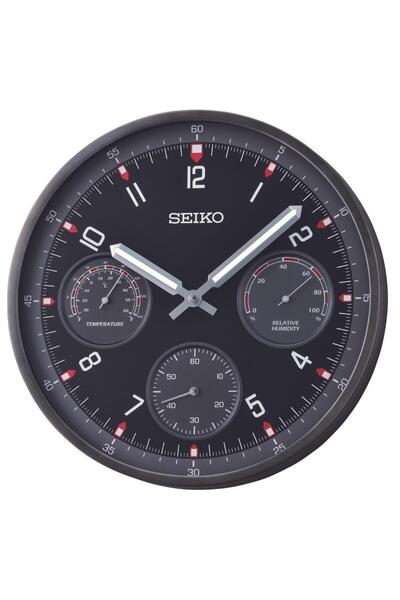 Seiko QXA823K Alüminyum Kasa Isı ve Nem Ölçerli Sessiz Saniyeli Duvar Saati