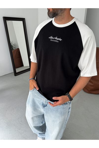 BYBASICMAN Black La California Piece Oversize T-Shirt Pm-042