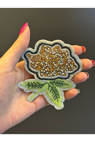 Gönülden Tasarım NAŽEGLJIVI ORANGE KAMENI CVETNI AMBLEM ZA ŠIVANJE 9X9 CM