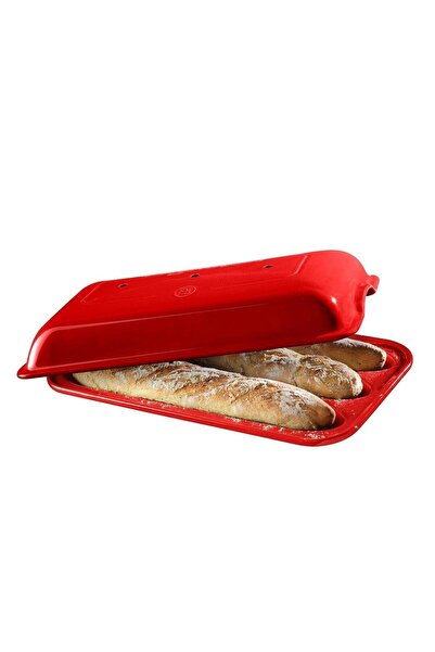 Emile Henry Xeh 3-Piece Baguette Bread-Oven Container Rectangular 39X23Cm Red