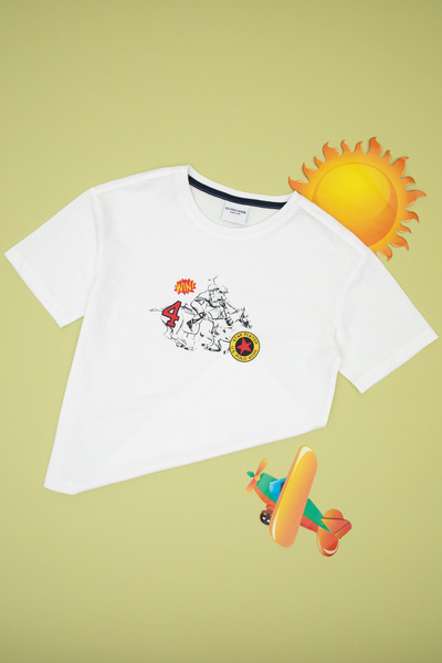 U.S. Polo Assn. Tricou alb confortabil pentru băiat, cu gâtul turnat, 5030717...