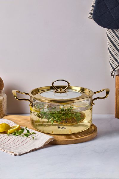 Perotti Logan Gold Lid 3.5 L Glass Pot 20X14 cm