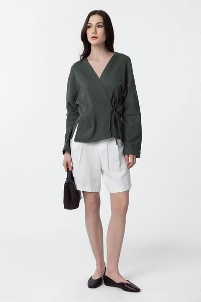 Antioch Khaki Tie Kimono Women's Shirt