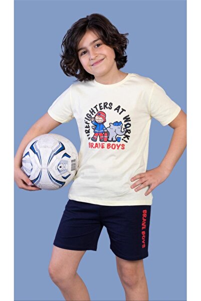 Toontoy Boy's Firefighter Printed Shorts Suit