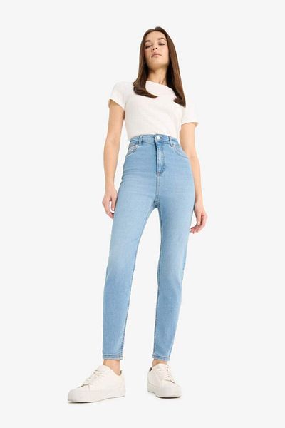 DeFacto New Season Anna Skinny Fit High Waist Straight Leg Long Jean Stone Washed Trousers