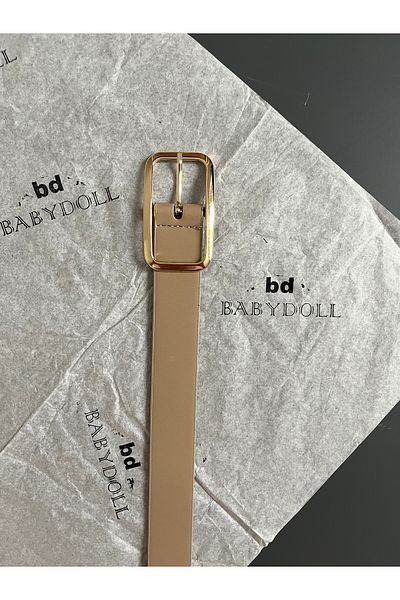 Babydoll Bag Women's Rectangular Gold Buckle Classic Belt, Dress Belt, Shirt Belt, Trouser Belt