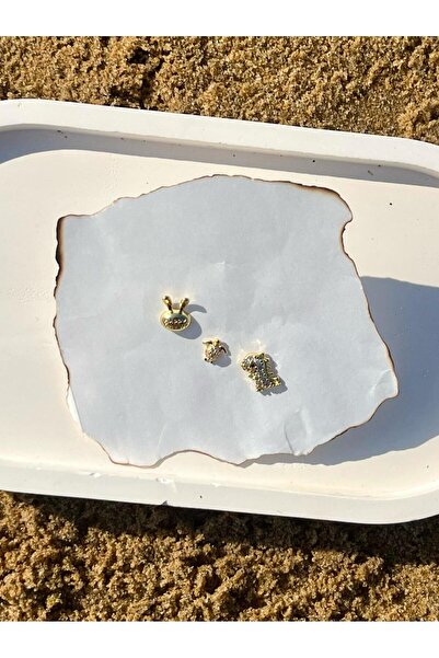 Zerys Jewelry Triple Dinosaur Turtle Set Gold Earrings