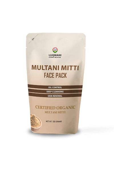 Luqmani herbs Multani Mitti Face Pack 100gram Natural Detoxifying Clay for Skin & Hair Care,