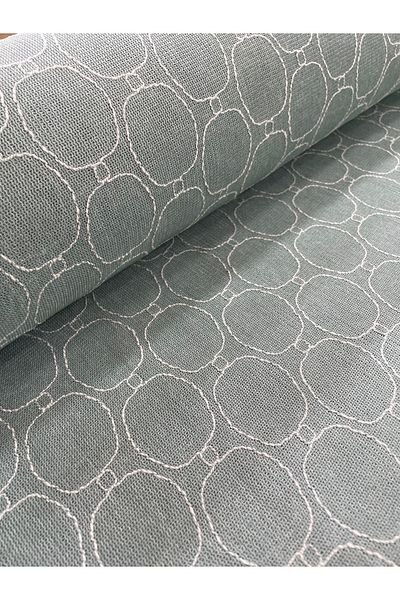 METERİAL Geometric Patterned Fabric with Green Background on 135 cm Width |   Modern Upholstery & Decorative Fabric