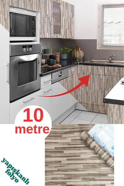 Renkli Duvarlar 45 cm x 10 metri 1 bucată folie adeziv model surpriză din lemn pentru acoperirea pereților de bucătărie hârtie folie