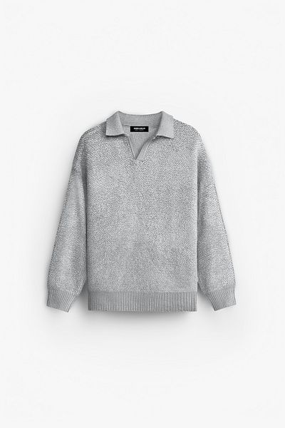 ablukaonline Gray Men's Oversize Textured Sweater