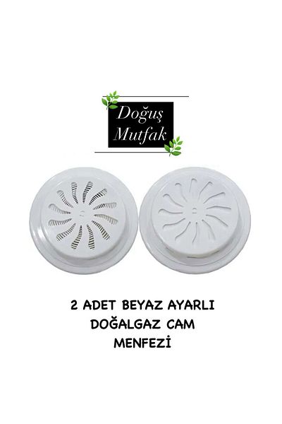 Doğuş Mutfak 2 Pcs Adjustable Glass Vent Natural Gas Vent Cover White