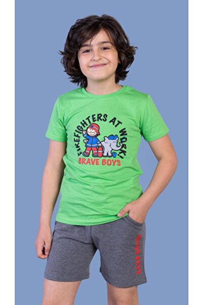 Toontoy Boy's Firefighter Printed Shorts Suit