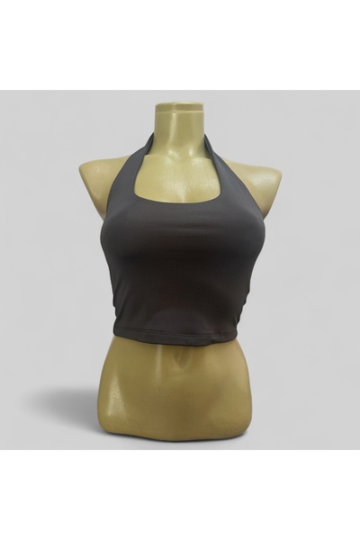 vesantia 2 Piece Burgundy Anthracite Halter Crop