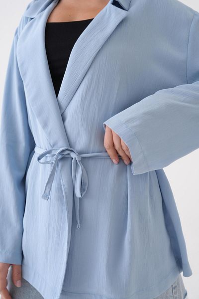 minaaise Women's Blue Lace Detailed Unlined Modal Jacket 29081