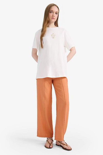 DeFacto New Season Regular Fit Crew Neck Printed Short Sleeve T-Shirt Tunic