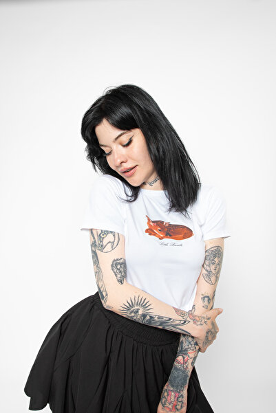 Bak Moda Mali Cejlan Štampano Beli Skraćeni kroj Vrh