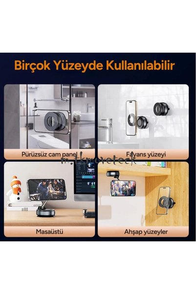 Aırstorr Airstorr Magsafe Telefon Tutucu Tüm Yüzeylerle Uyumlu Vakumlu Sökülebilir 360 Oynar-Üniversal X68
