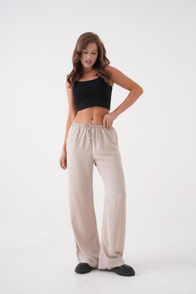 minaaise Жіночі штани з прямим кроєм, еластичним поясом і зав'язками 29092