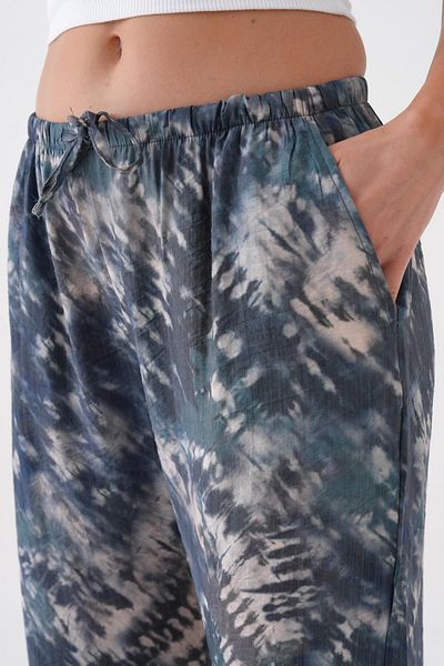 minaaise Pantaloni modal cu tăietură largă pentru femei, cu model Batik, 29187