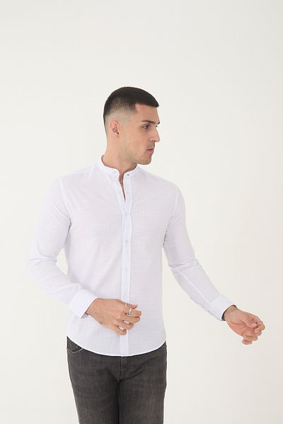 jack carisma Pánská košile Slim Fit s límečkem z bavlny Ligra Linen Texture