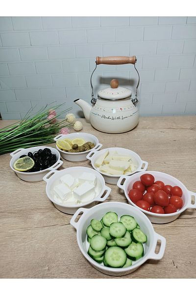 Tekbir Set of 6 Porcelain Small Size 18*15 cm Breakfast Bowl