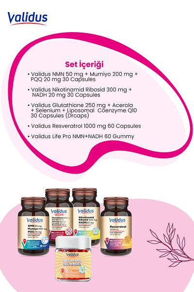 Validus Longevity Set - Nmn - Nadh - Glutathione - Resveratrol