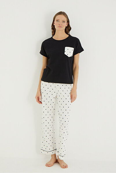 İPEKTENİM Σετ πιτζάμες με μοτίβο πουά με λεπτομέρεια τσέπης