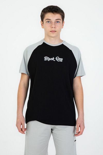 Black One Boy's Pocket Print Detailed Bottom Top Set
