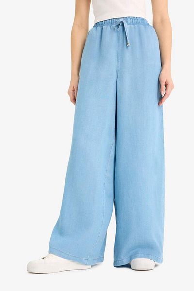 DeFacto Neue Saison Pull On Wide Leg High Waist Long Soft Jean Washed Pants
