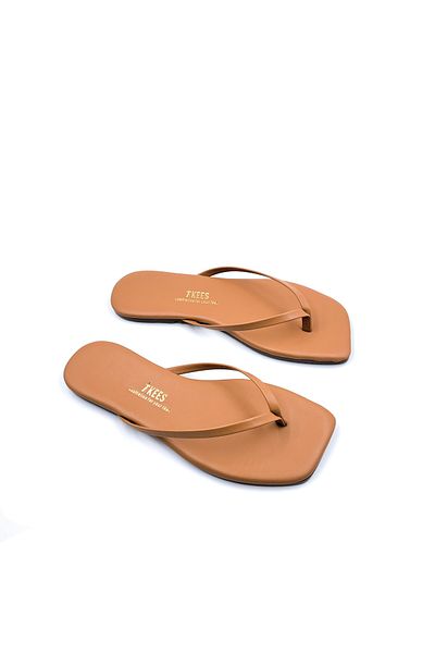 Tkees Flip-flops eleganti de culoare camel pentru femei cu vârf pătrat