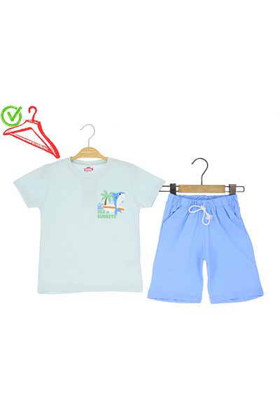 mini fonte kids MINI FONTE 209-04-25 COSTUME BĂRBAȚI CU SHORTS EMBROIDERED WILD JUNGLE PRINT 1/5 ANI