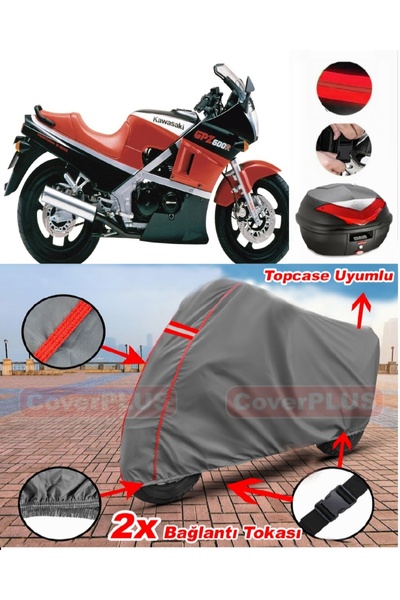 CoverPlus غطاء محرك السيارة المتوافق مع Kawasaki GPZ 600 R، غطاء محرك السيارة...