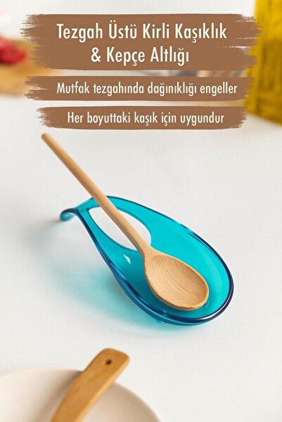 EWs Akrilik Aquamarin Tezgah Üstü Kirli Kaşıklık & Kepçe Altlığı