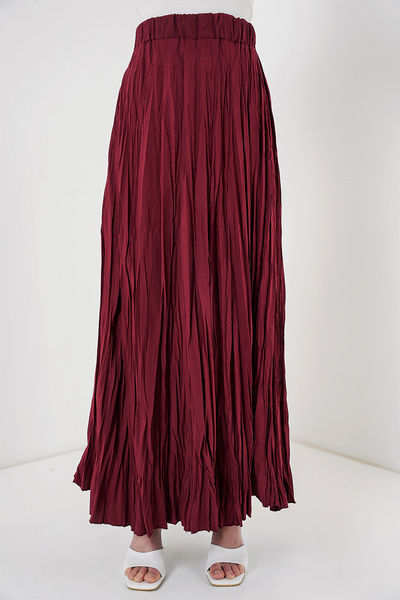 Bigdart Women's Long Crinkle Skirt 8042 - Burgundy