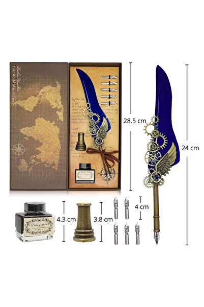 OEM Vintage Calligraphy Set with Blue Feather and Accessories