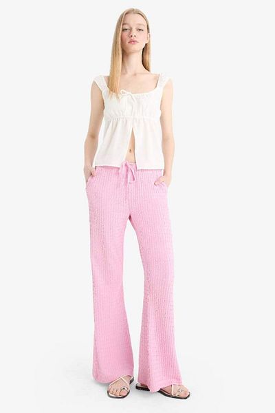 DeFacto Cool Flare Fit Elastic Waist Wrinkle Pants E9942Ax25Sm