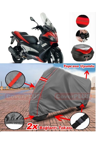 CoverPlus Aprilia Sr Max 300 ?.E Rear Bag Compatible Motor Tarpaulin Motorcyc...