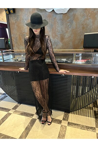 Tuğçe Saray kadın siyah transparan dantel bluz, tasarım dantel bluz, parti bl...