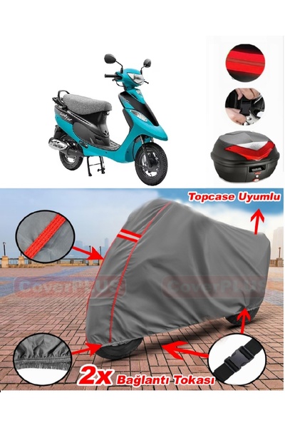 CoverPlus Tvs Scooty Pep Plus Rear Bag Compatible Motor Tarpaulin Motorcycle ...